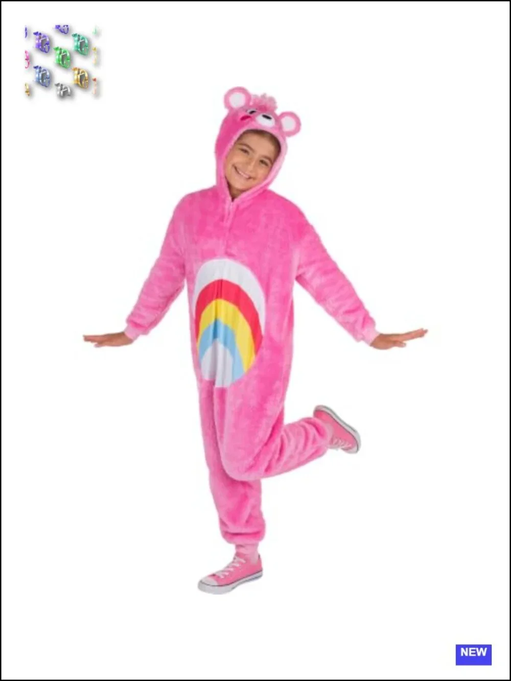 Care Bears Cheer Bear Youth Costume Onesie Jumpsuit Hooded Cosplay
